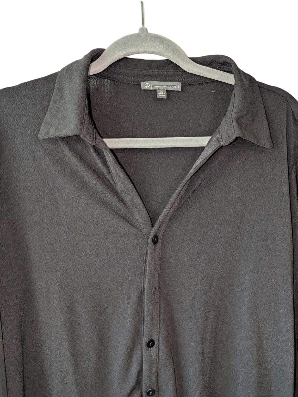 ADRIANNA PAPELL WOMEN'S BLACK LONG-SLEEVE BUTTON DOWN TOP SIZE XL - Picture 4 of 10